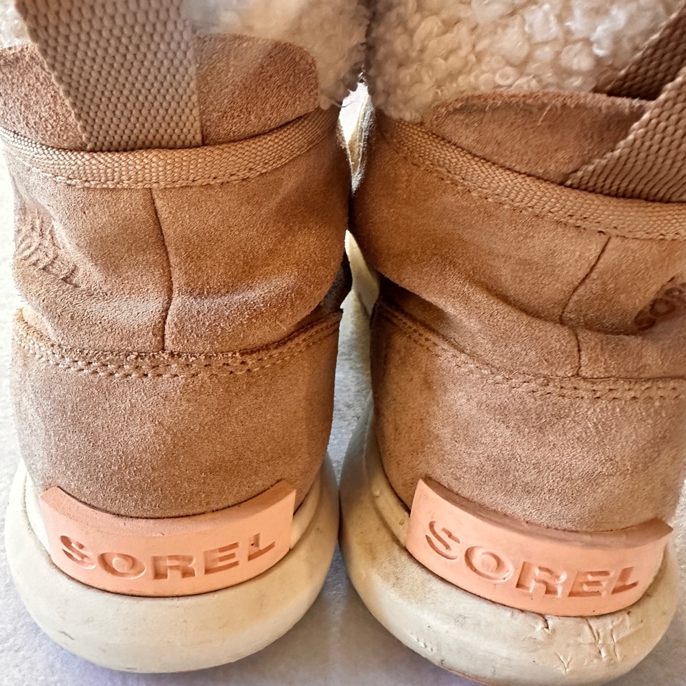 Sorel Explorer Carnival Cozy Tan Suede Winter Boots with Sherpa Lining Size 10 - Picture 4 of 12